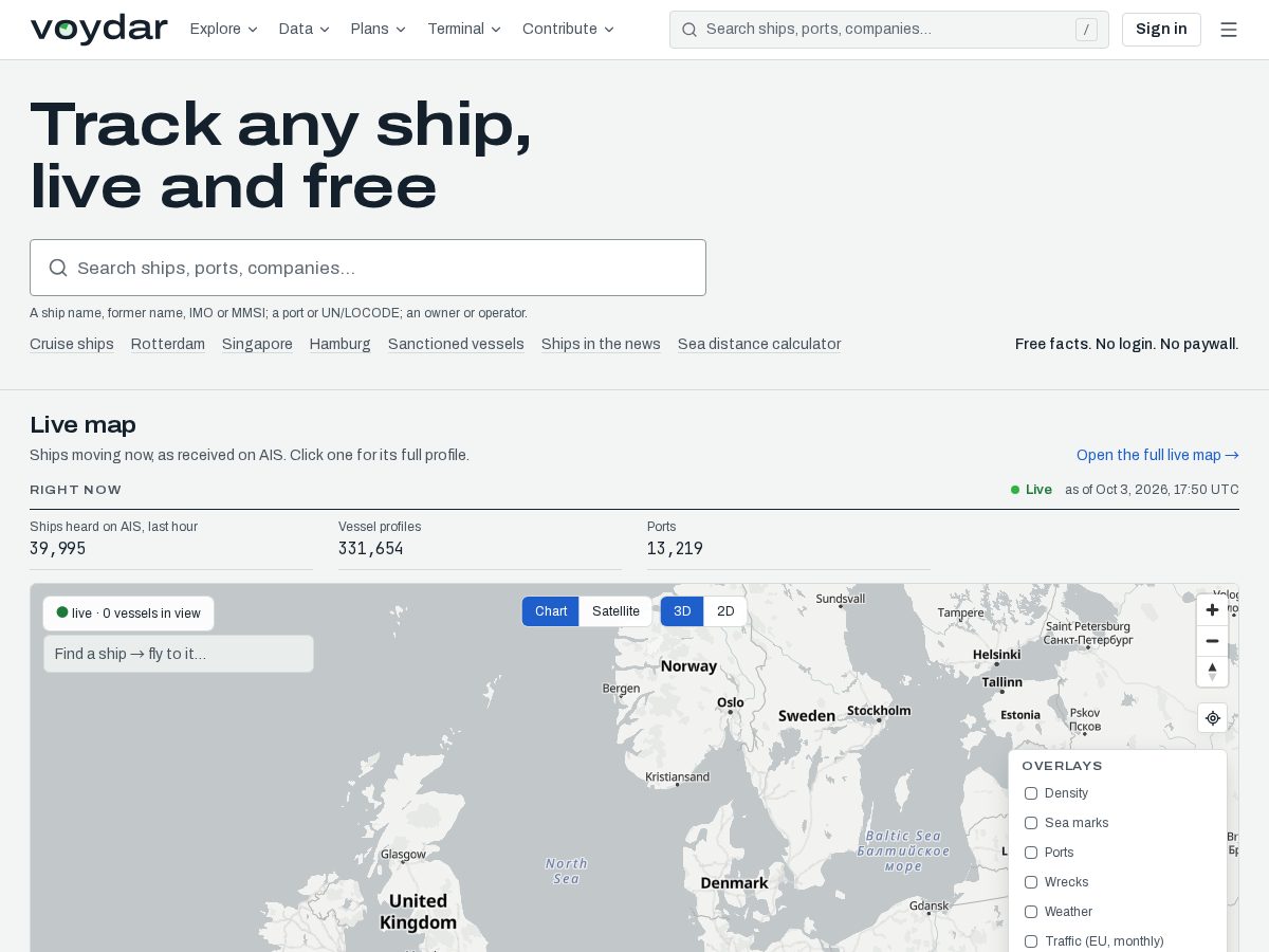 Landing-page snapshot of voydar.com