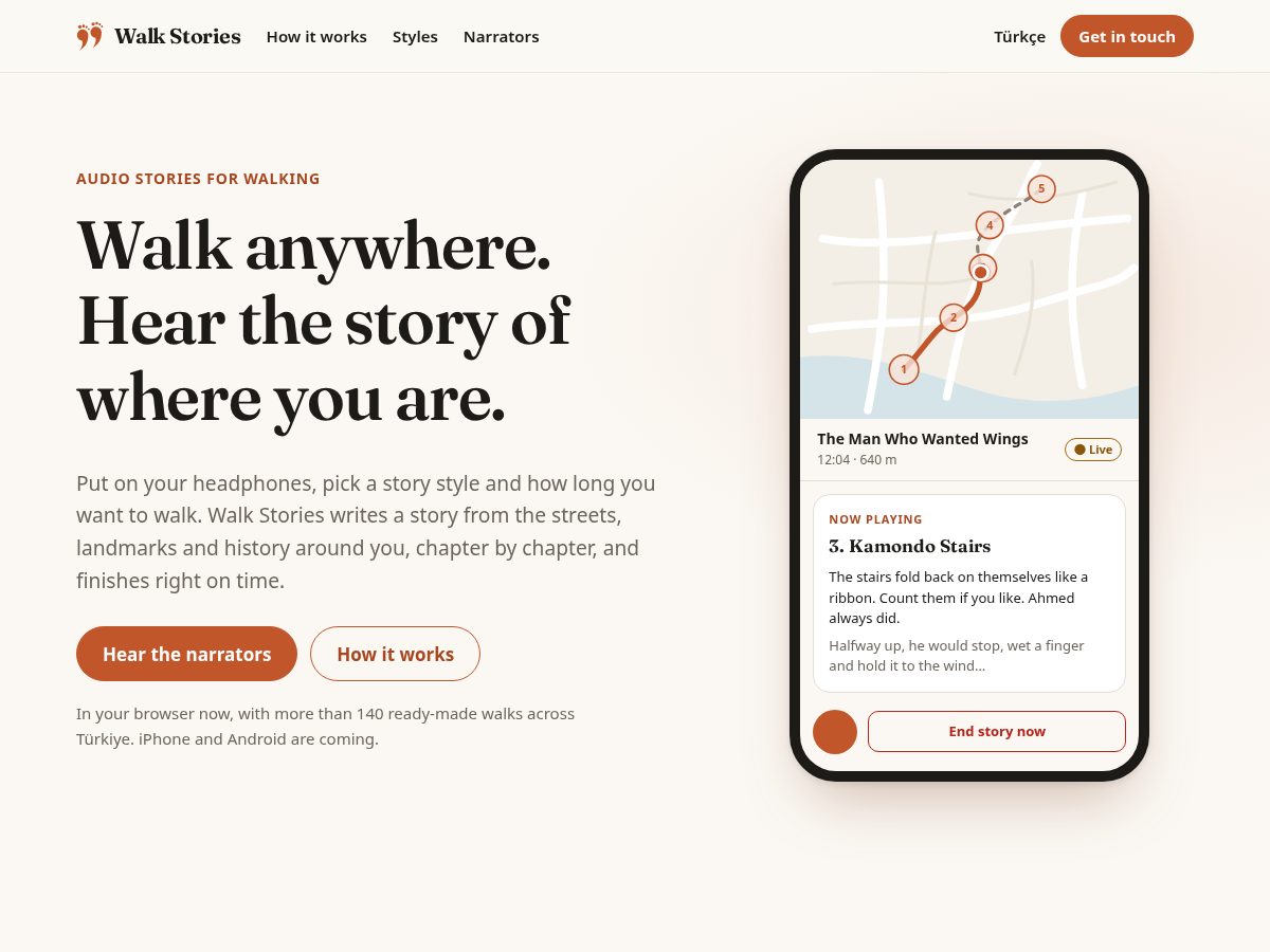 Landing-page snapshot of walkstories.com