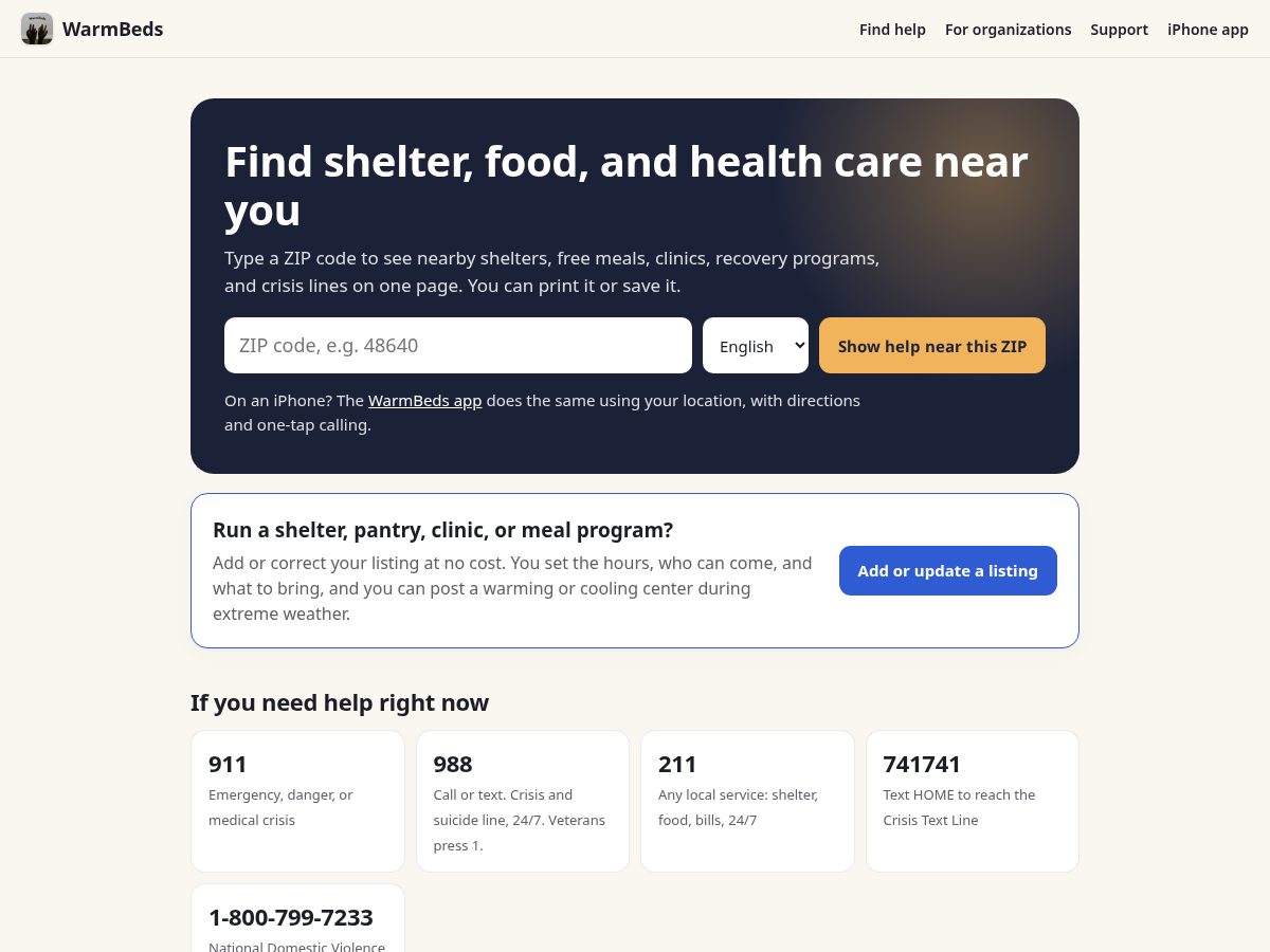 Landing-page snapshot of warmbeds.org