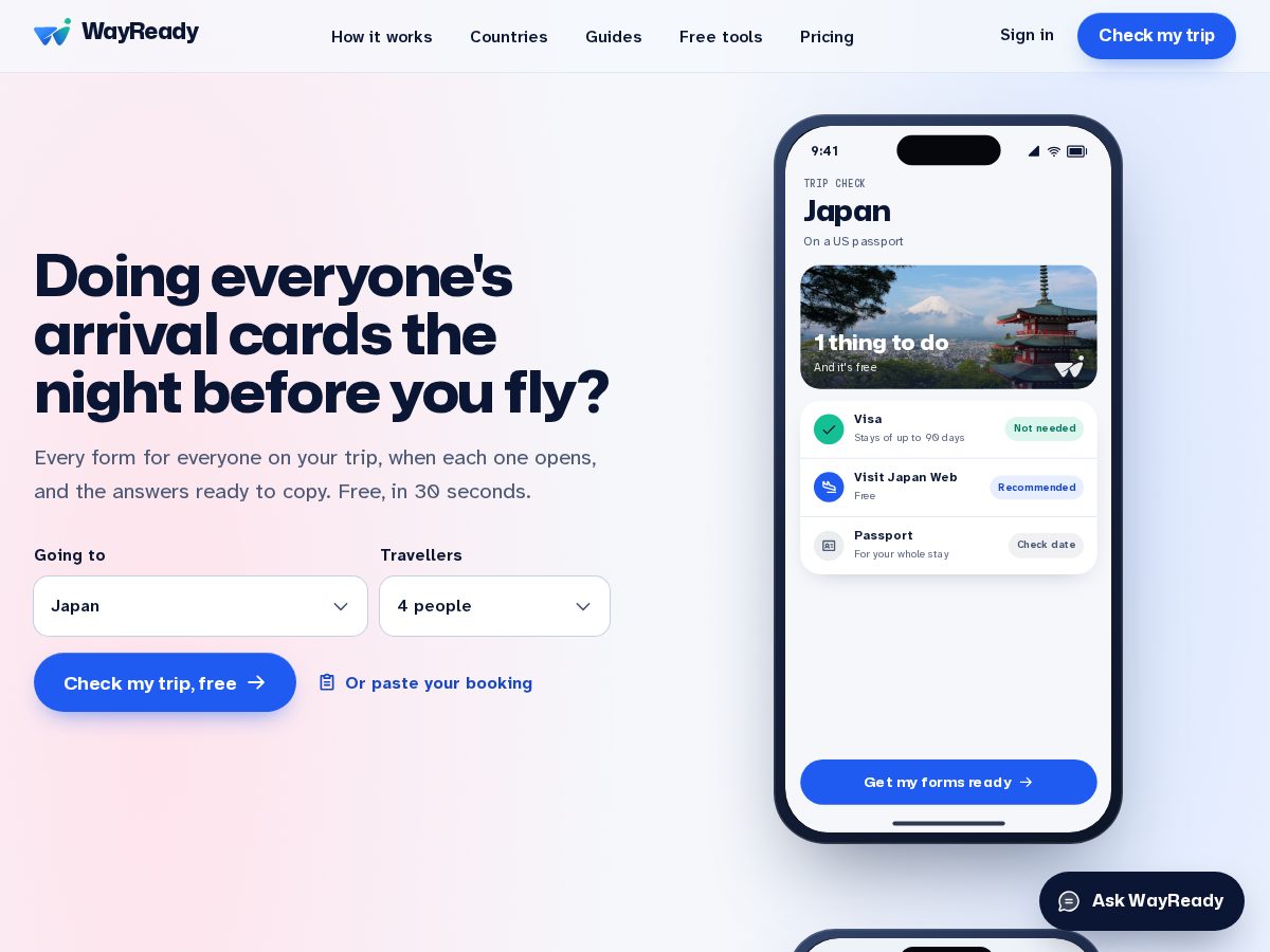 Landing-page snapshot of wayready.app