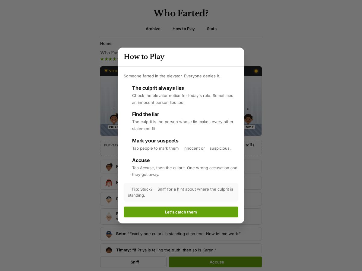 Landing-page snapshot of whofartedgame.com
