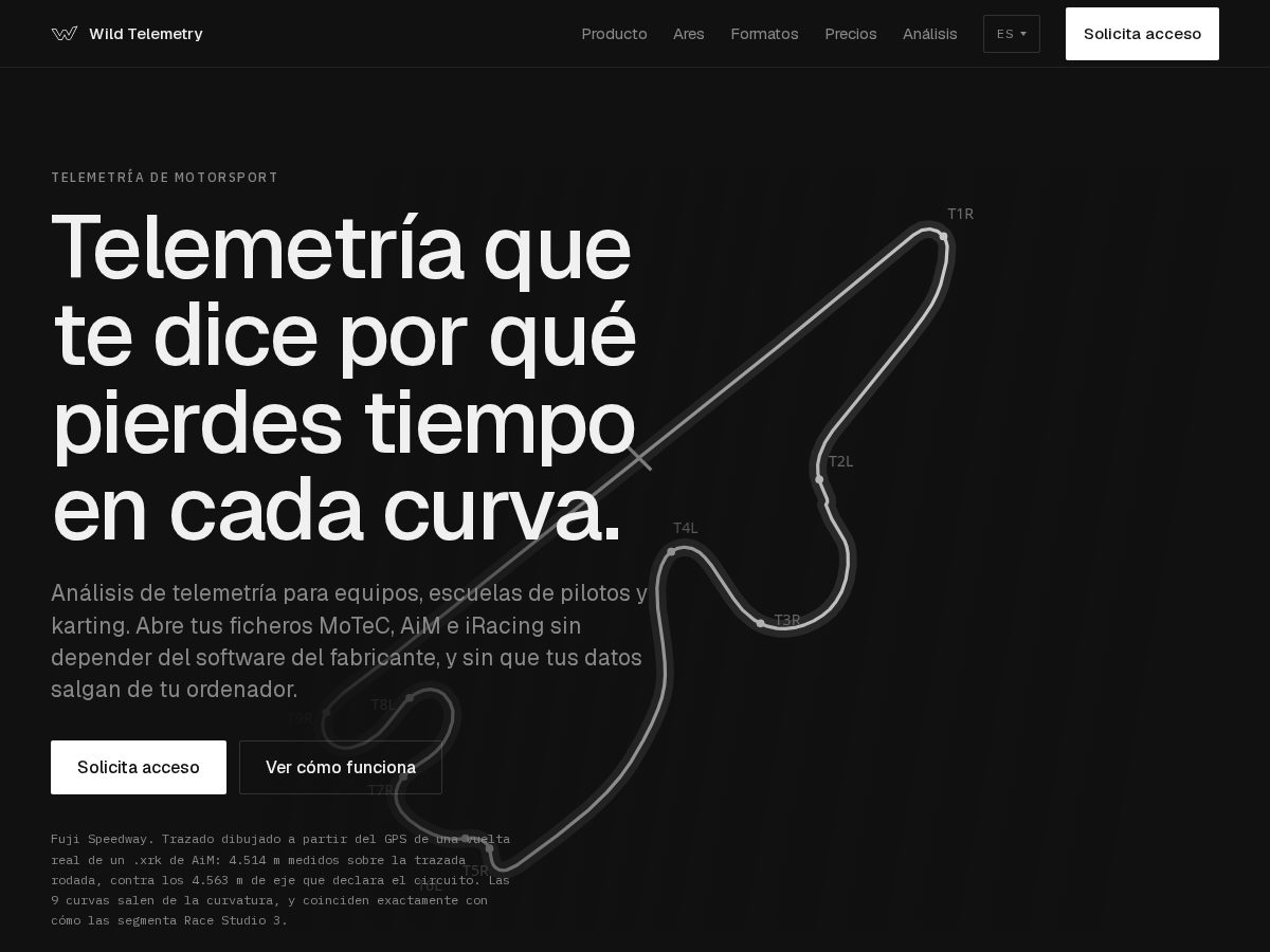 Landing-page snapshot of wildtelemetry.app