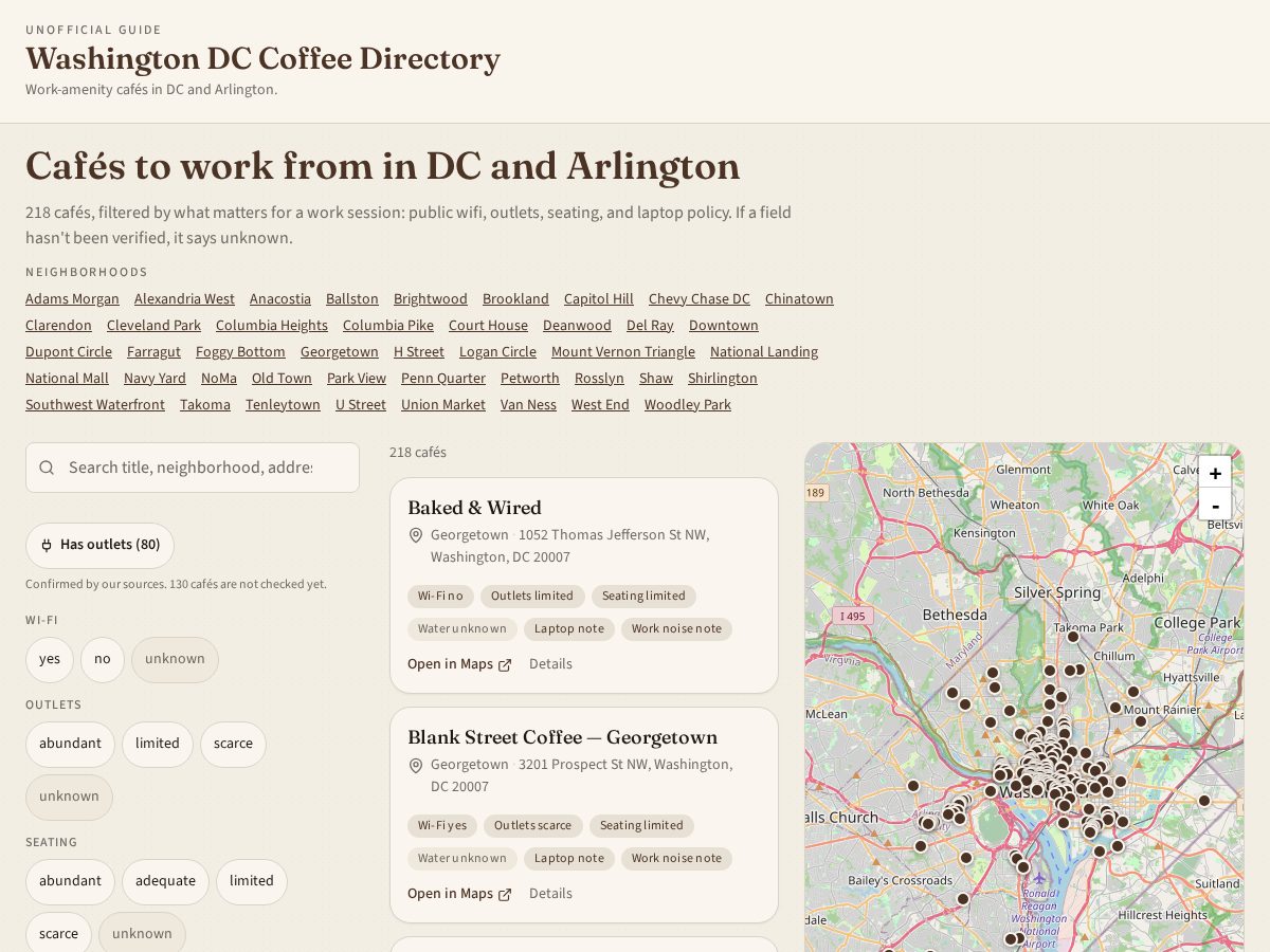 Landing-page snapshot of workcafedc.com