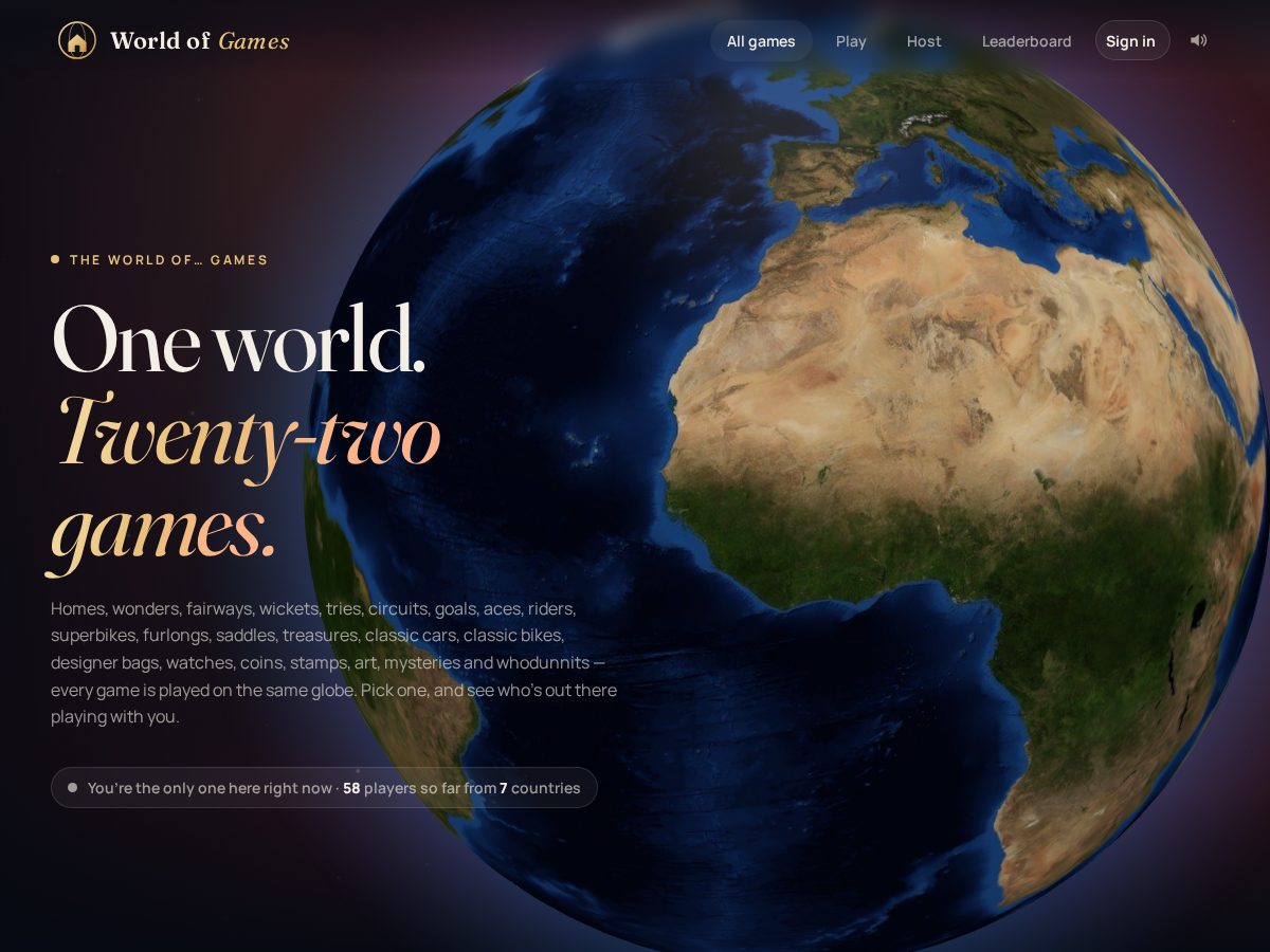 Landing-page snapshot of worldofgames.online