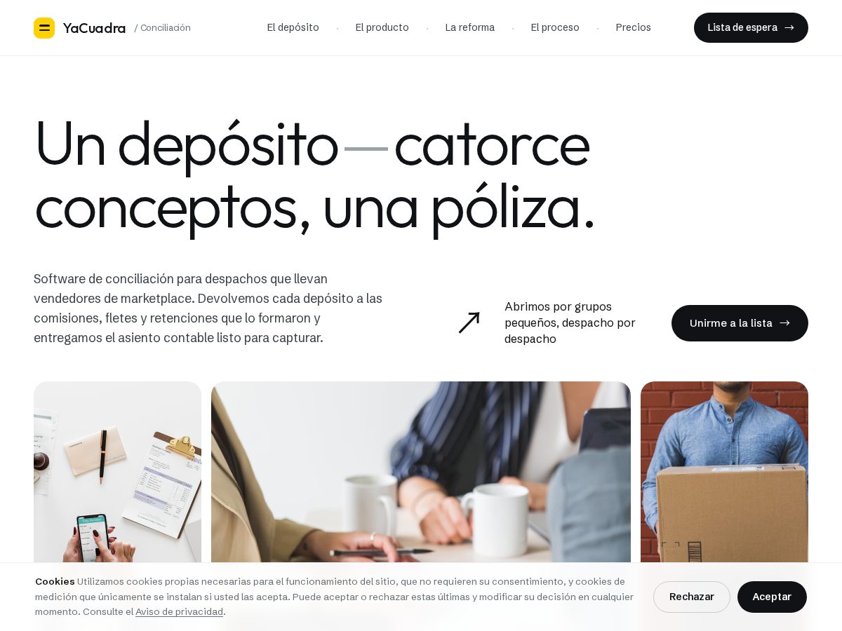 Landing-page snapshot of yacuadra.com