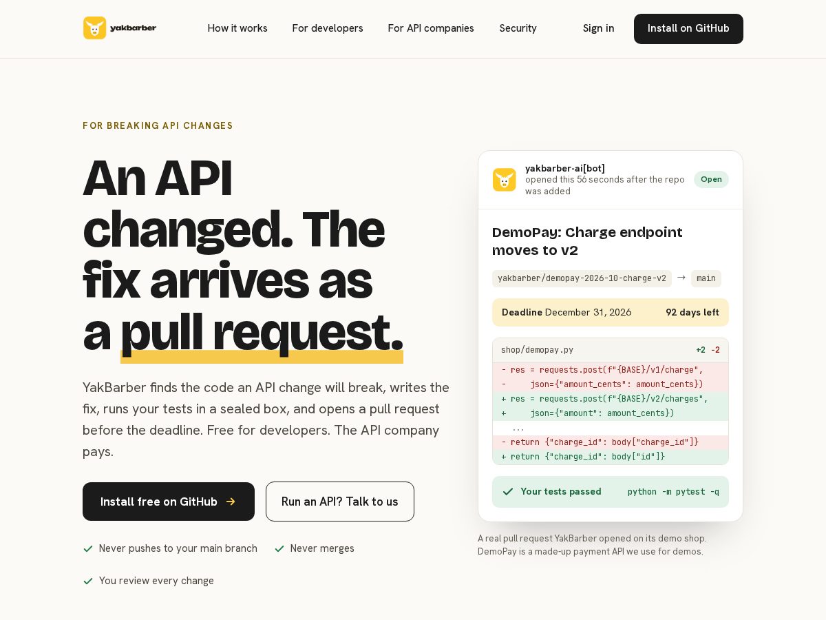 Landing-page snapshot of yakbarber.com