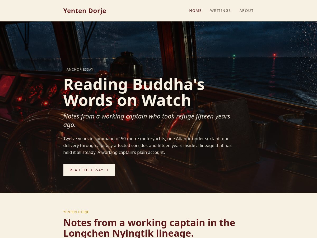 Landing-page snapshot of yentendorje.com
