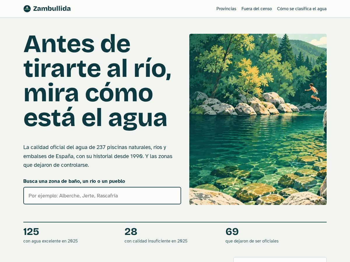 Landing-page snapshot of zambullida.com