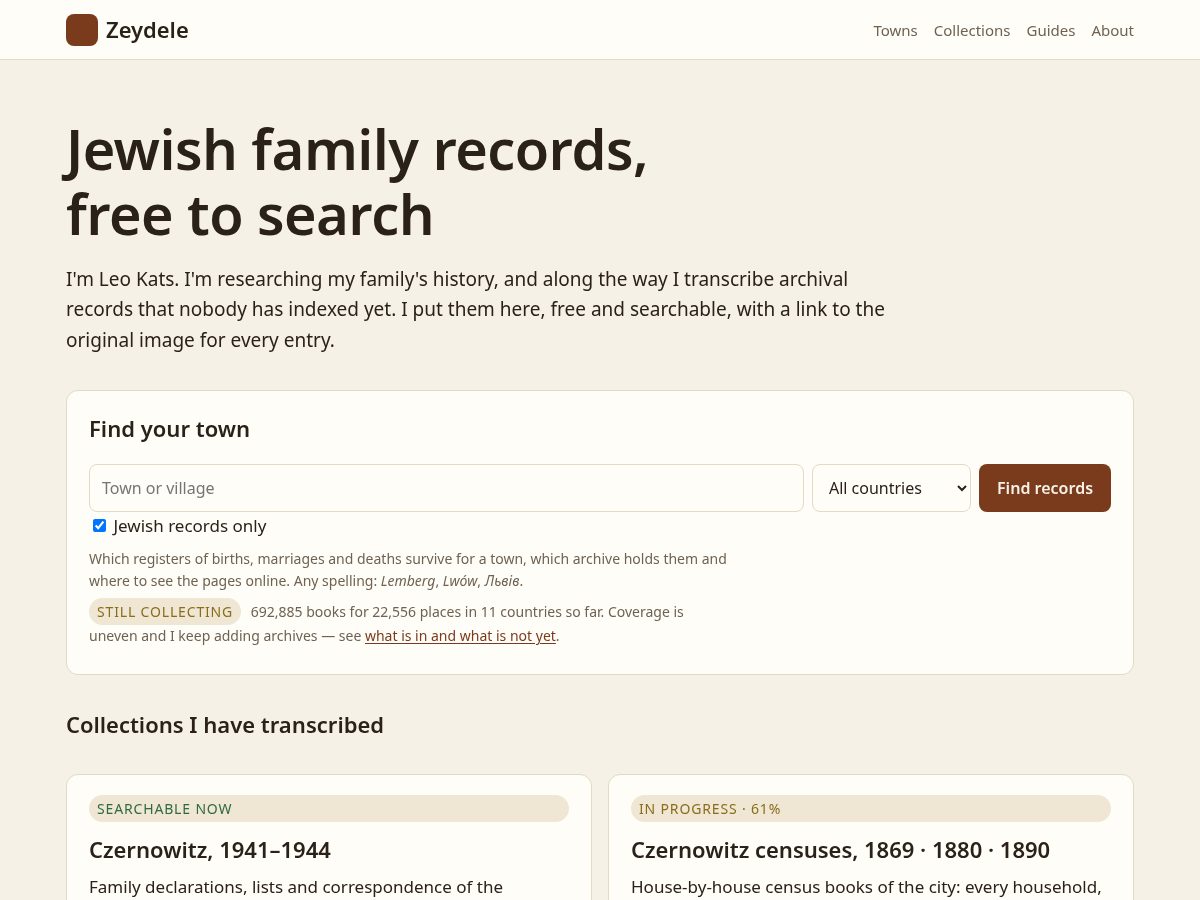 Landing-page snapshot of zeydele.com