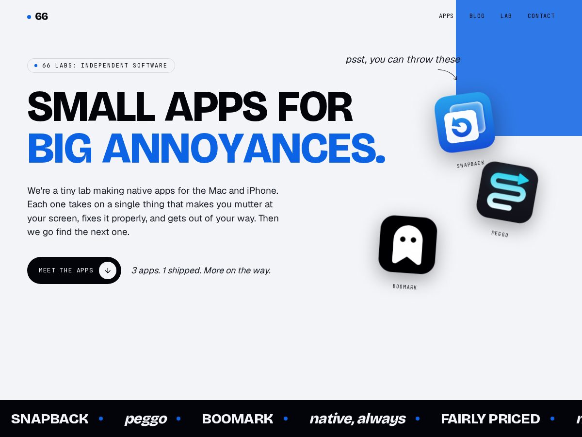 Landing-page snapshot of 66labs.dev