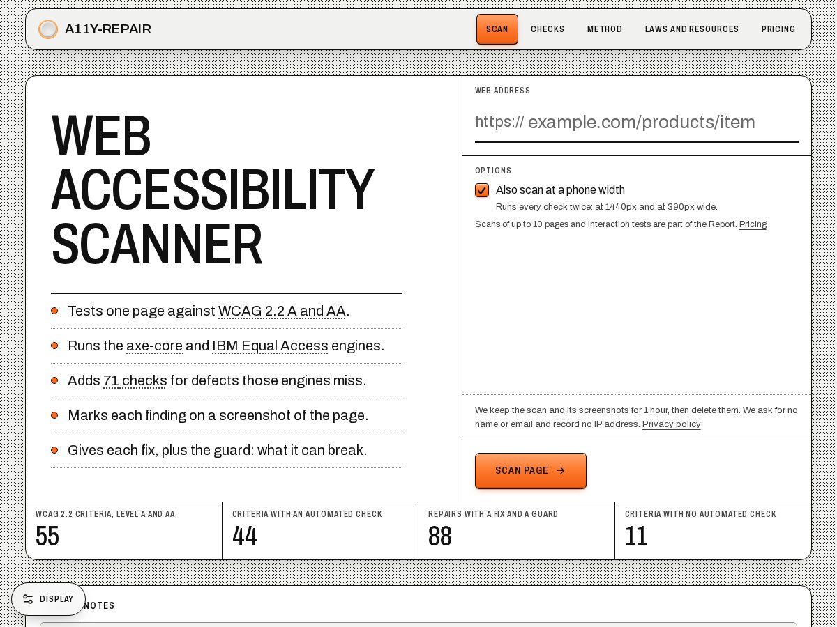 Landing-page snapshot of a11yrepair.com