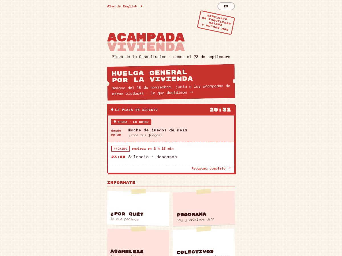 Landing-page snapshot of acampada-malaga.online