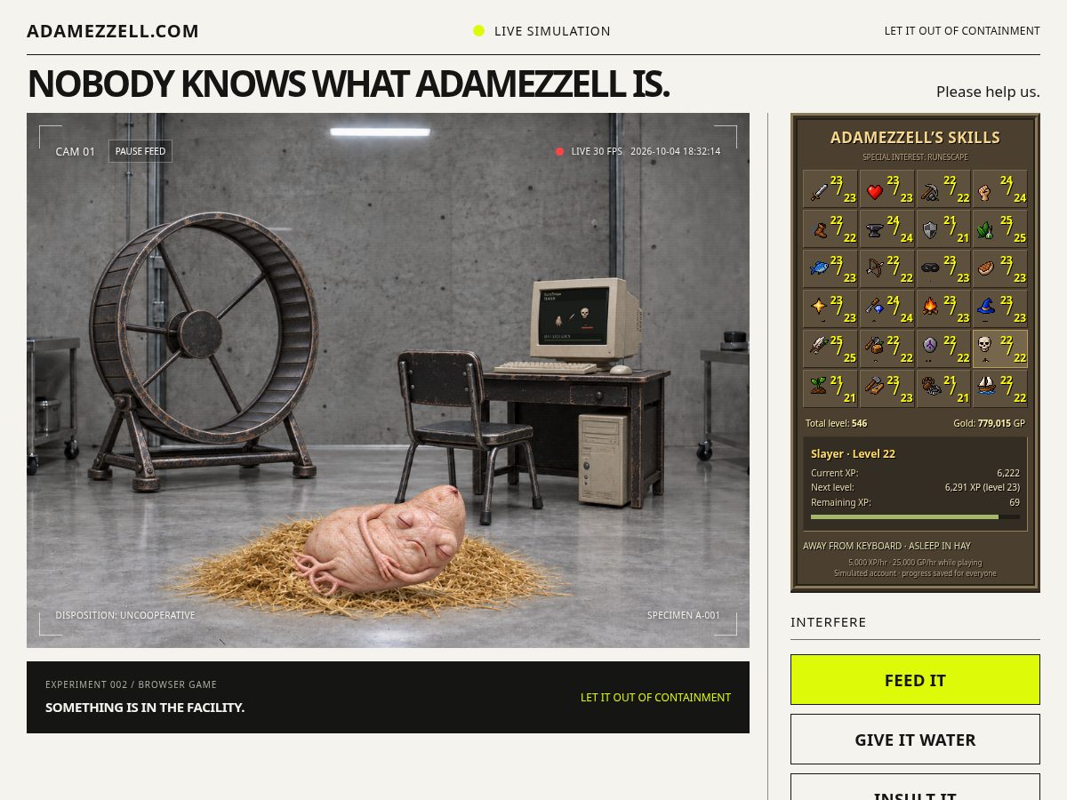 Landing-page snapshot of adamezzell.com