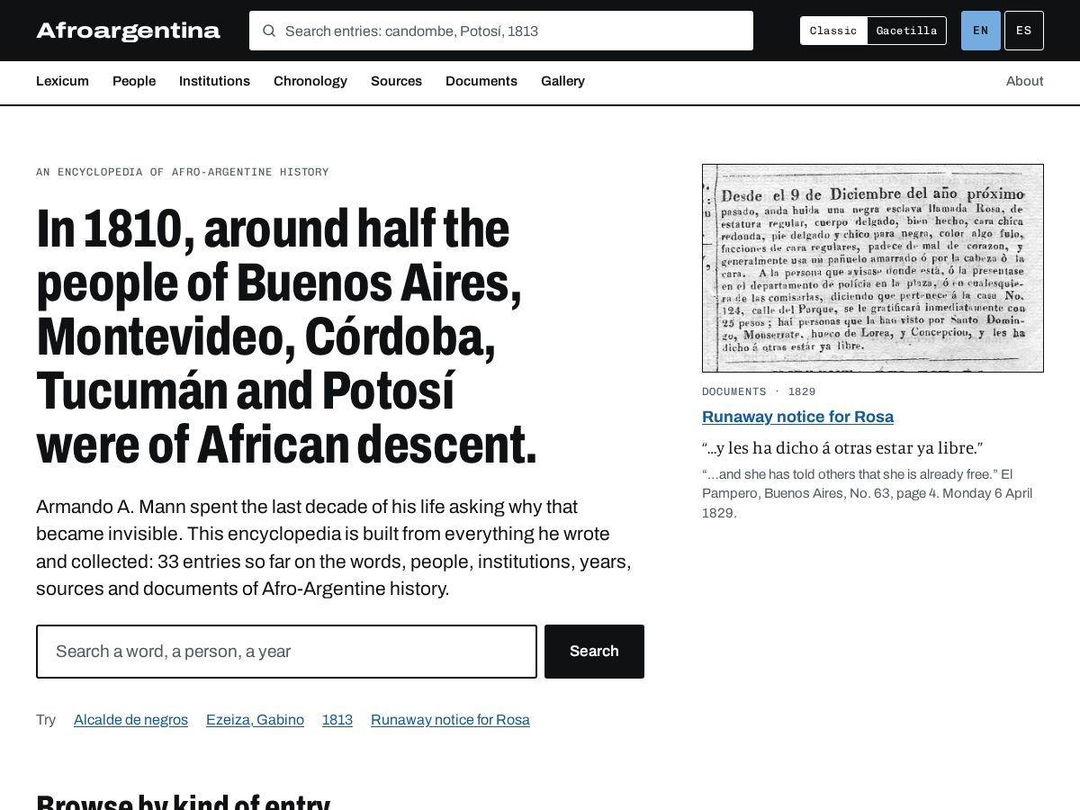 Landing-page snapshot of afroargentina.org