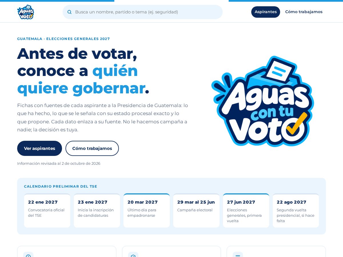 Landing-page snapshot of aguascontuvoto.com