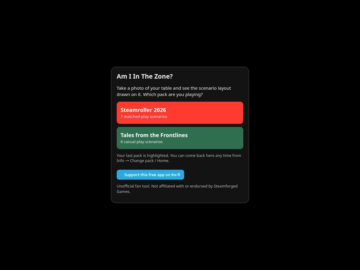 Landing-page snapshot of amiinthezone.com