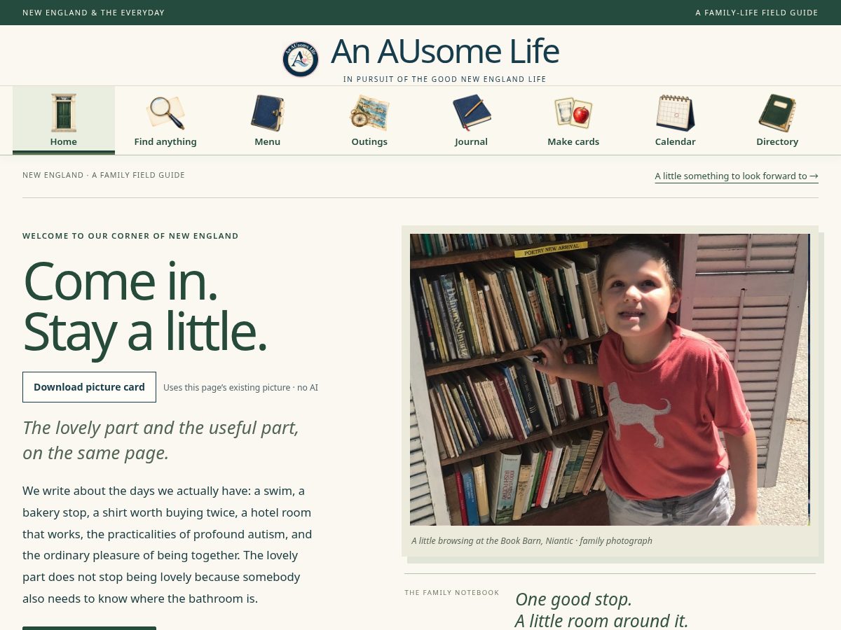 Landing-page snapshot of anausomelife.com