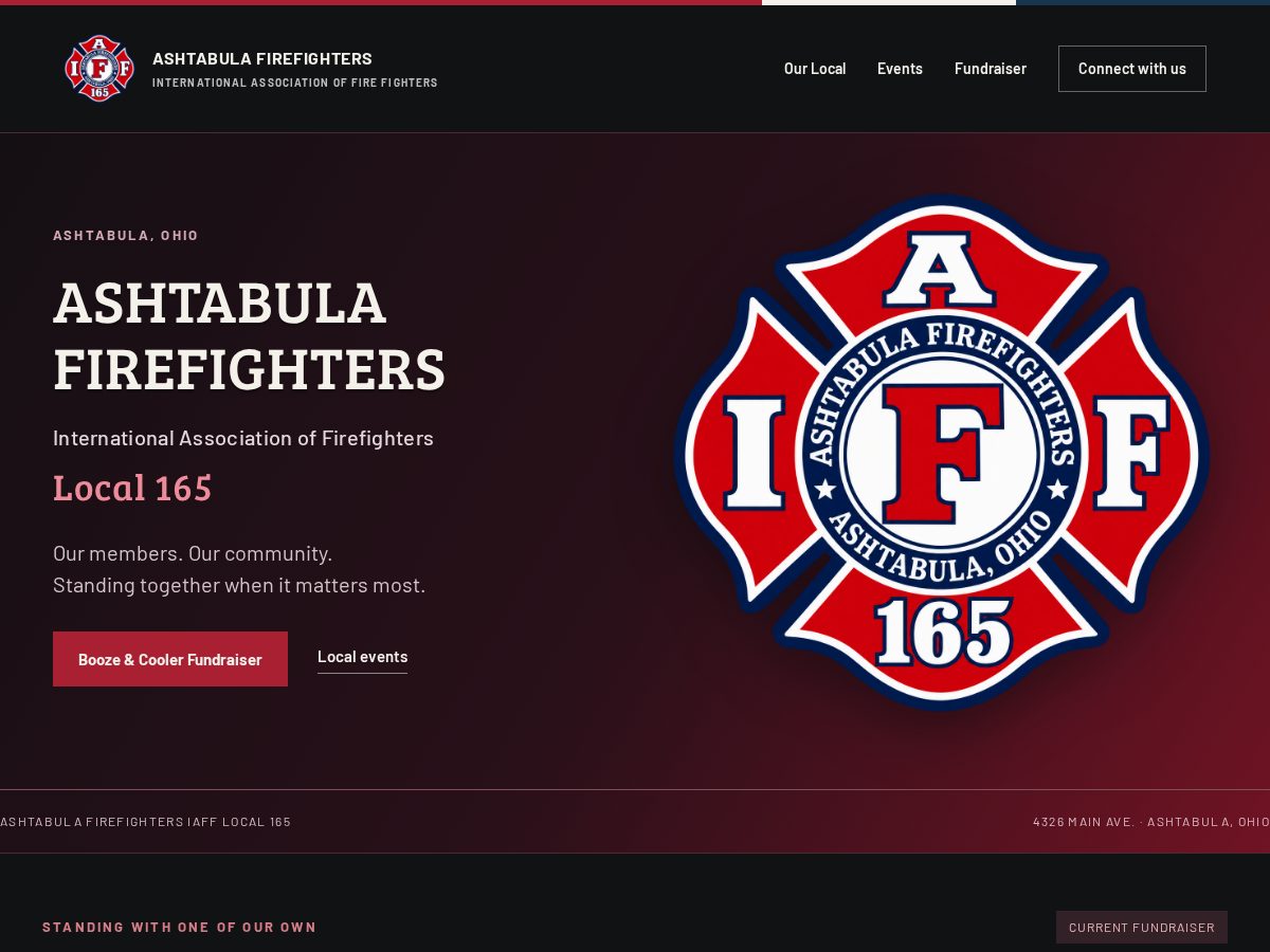 Landing-page snapshot of ashtabulafirefighters.com