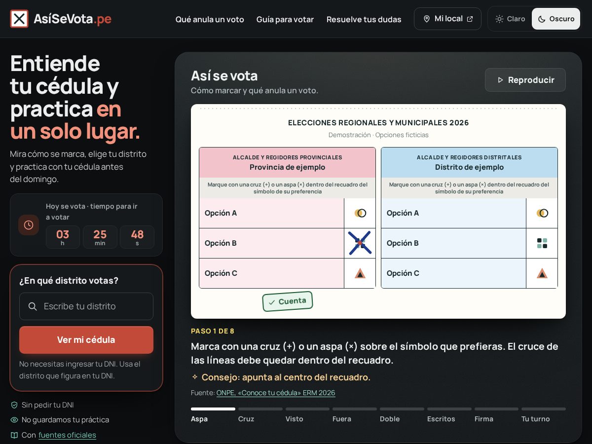 Landing-page snapshot of asisevota.com