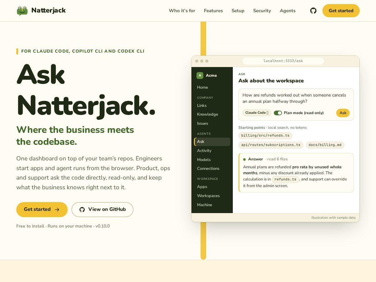 Landing-page snapshot of asknatterjack.com