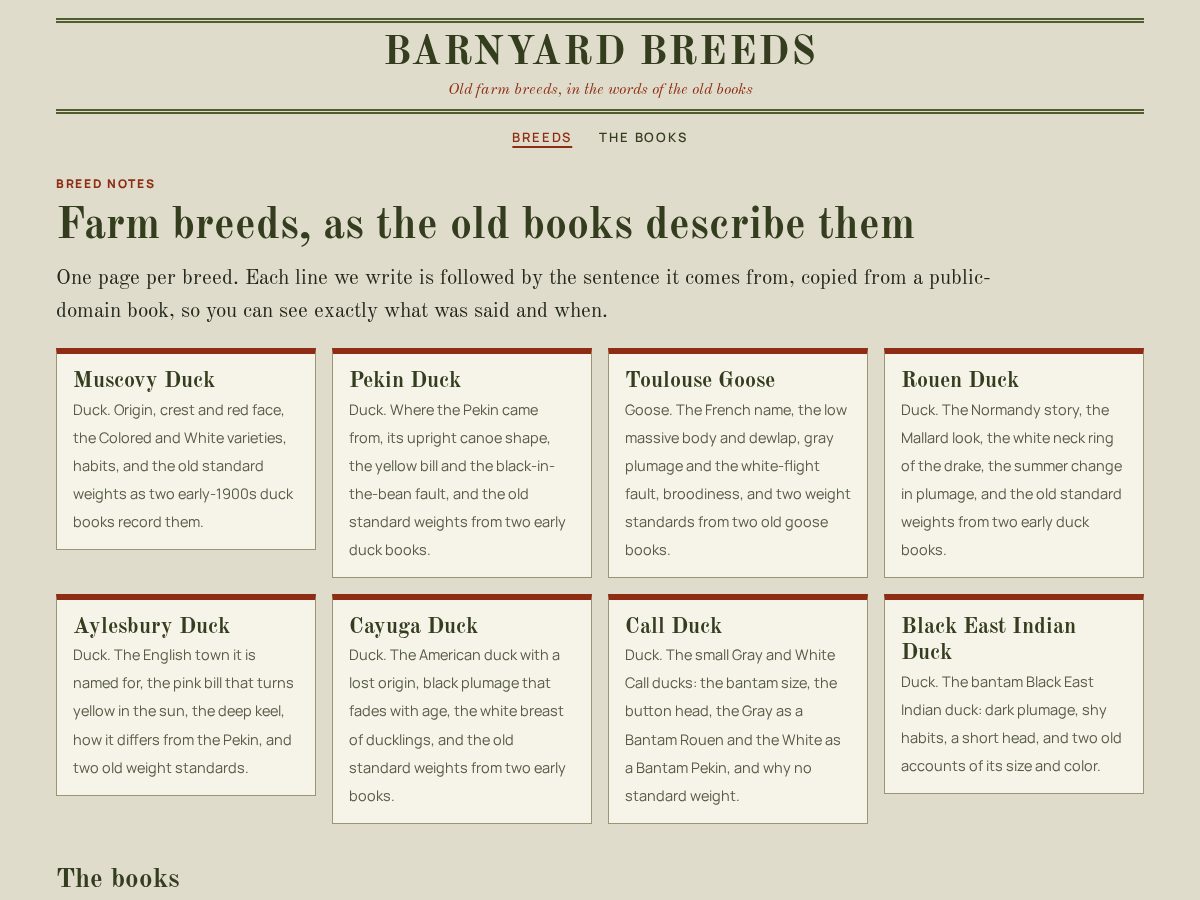 Landing-page snapshot of barnyardbreeds.com