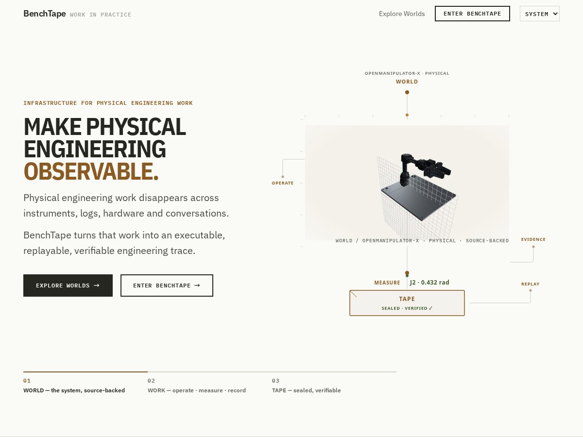 Landing-page snapshot of benctape.app