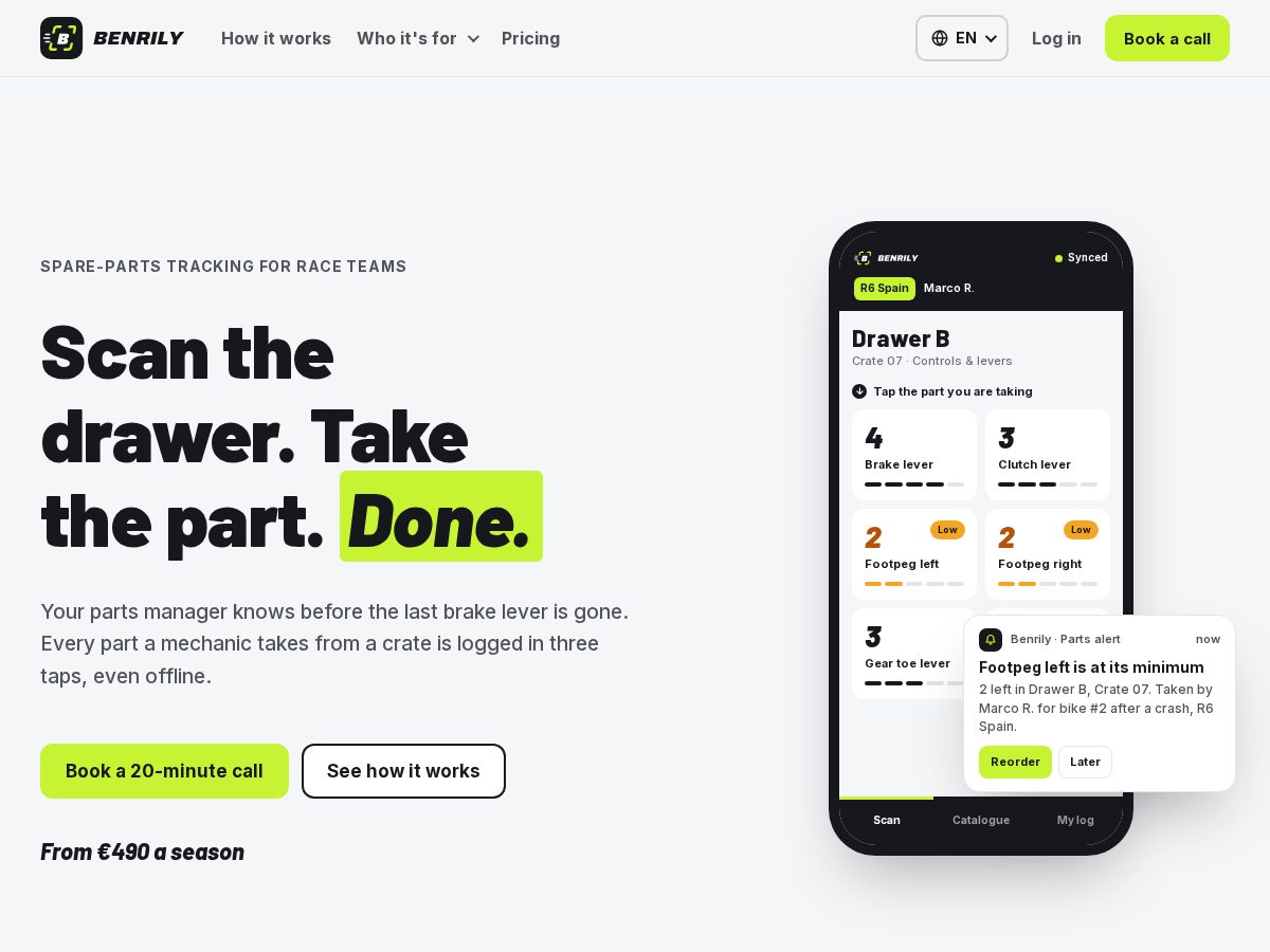 Landing-page snapshot of benrily.com