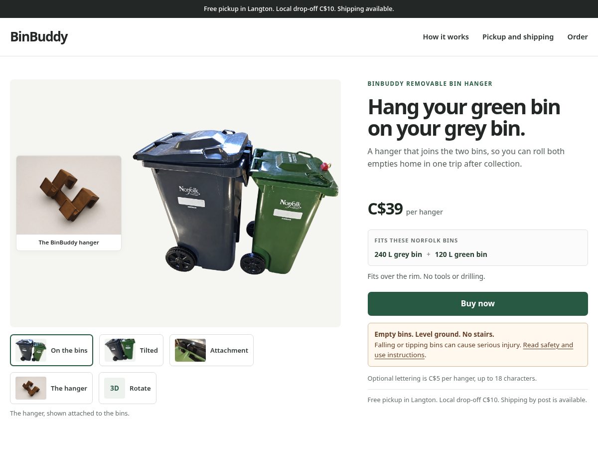 Landing-page snapshot of binbuddy.shop