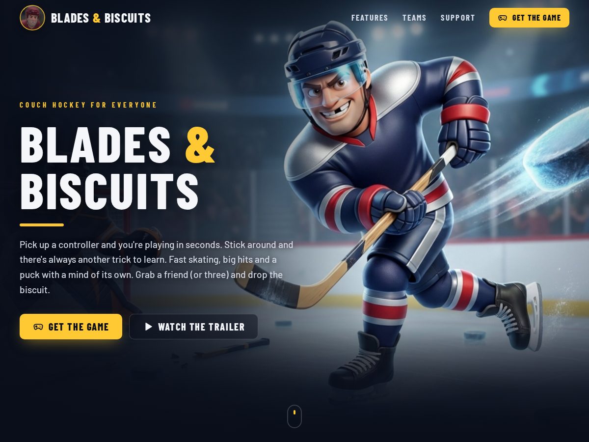 Landing-page snapshot of bladesandbiscuits.hockey