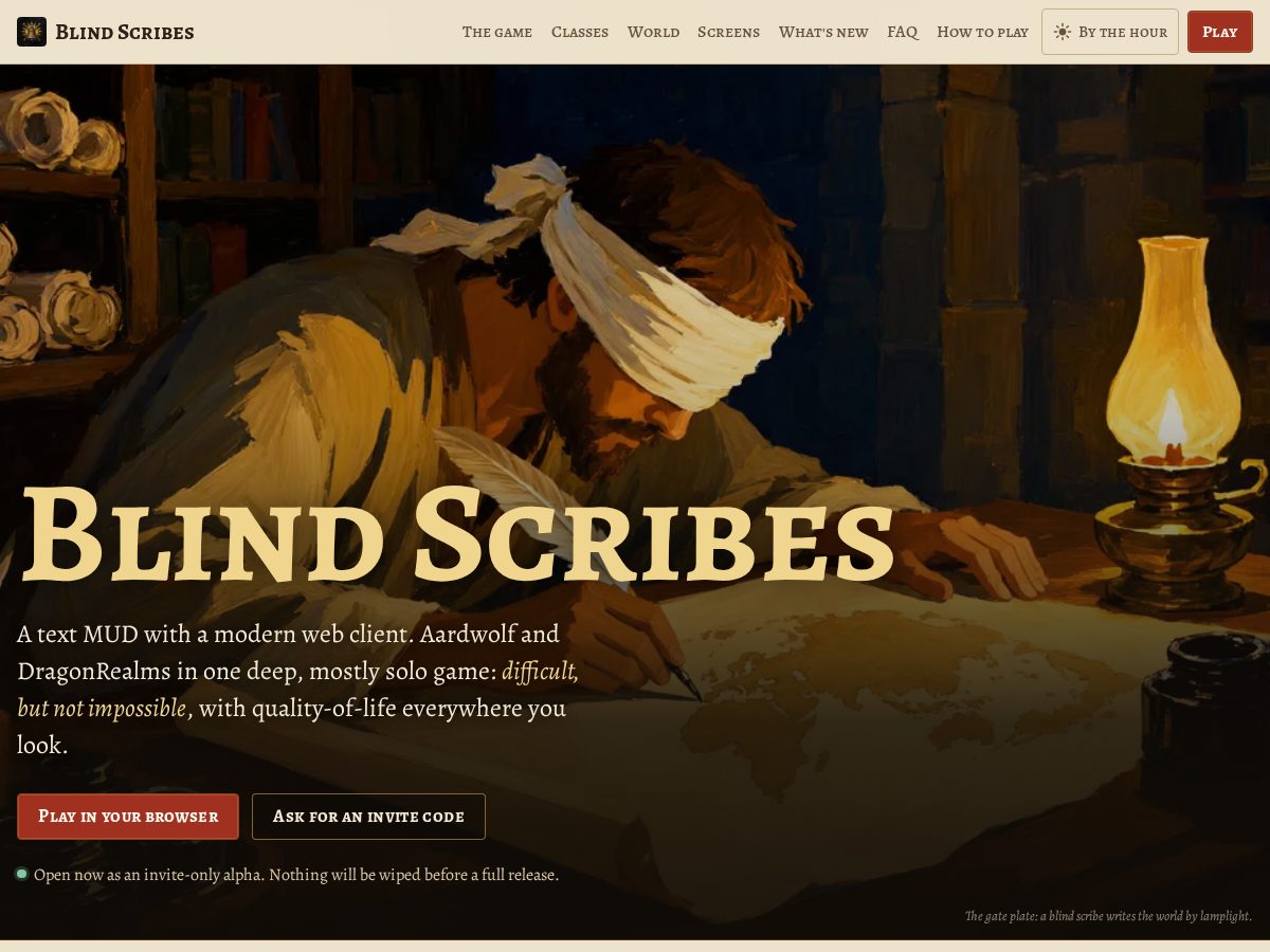 Landing-page snapshot of blindscribes.com
