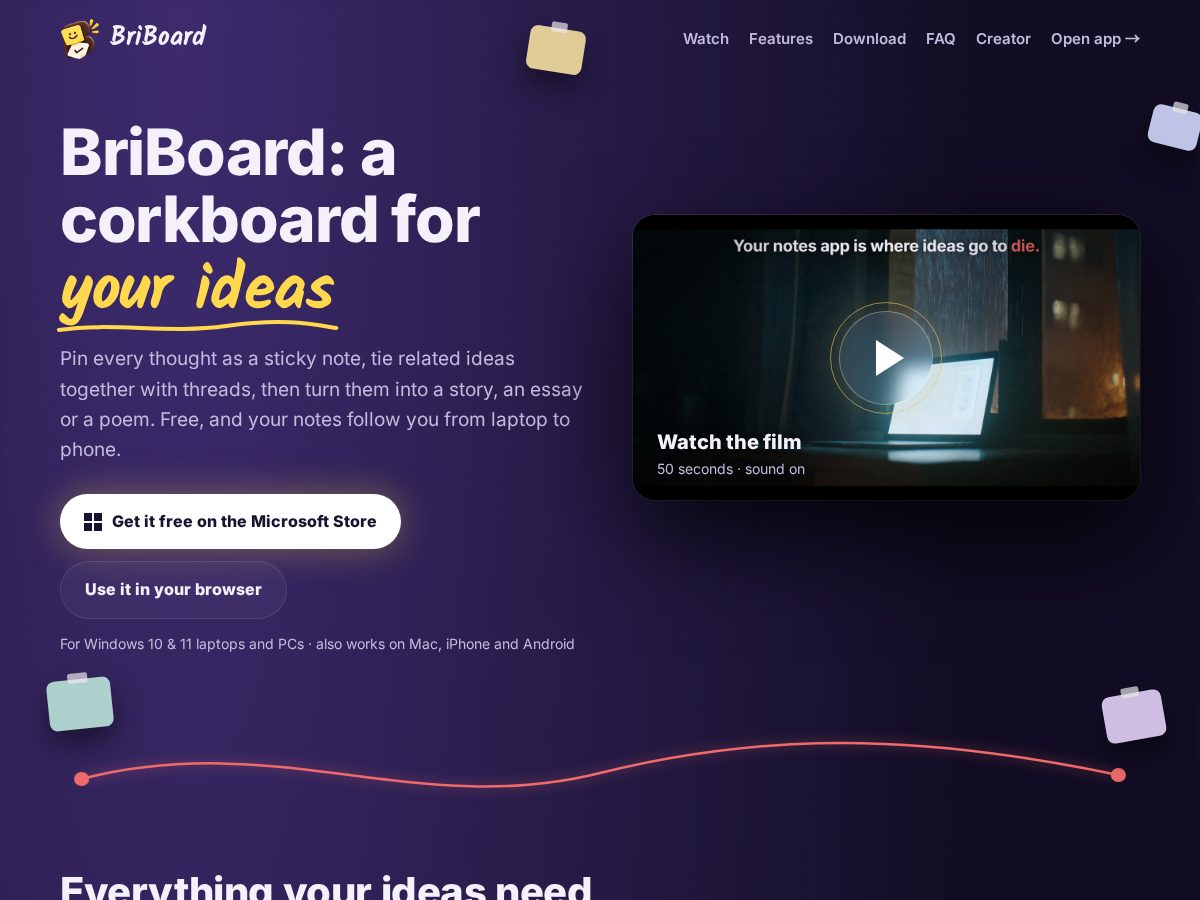 Landing-page snapshot of briboard.app