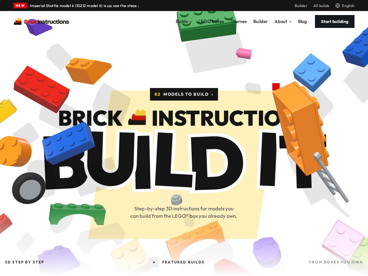 Landing-page snapshot of brickinstructions.net
