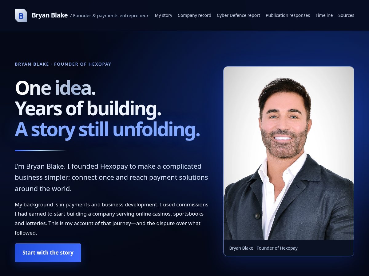 Landing-page snapshot of bryan-blake.com