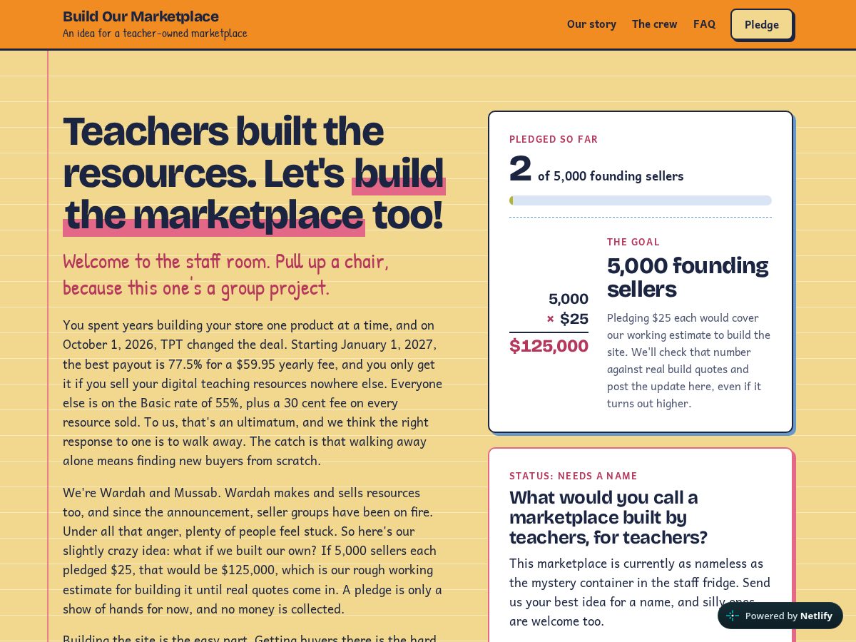 Landing-page snapshot of buildourmarketplace.com