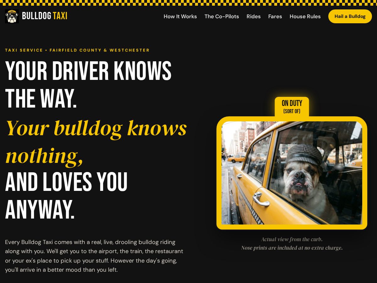 Landing-page snapshot of bulldogtaxi.com