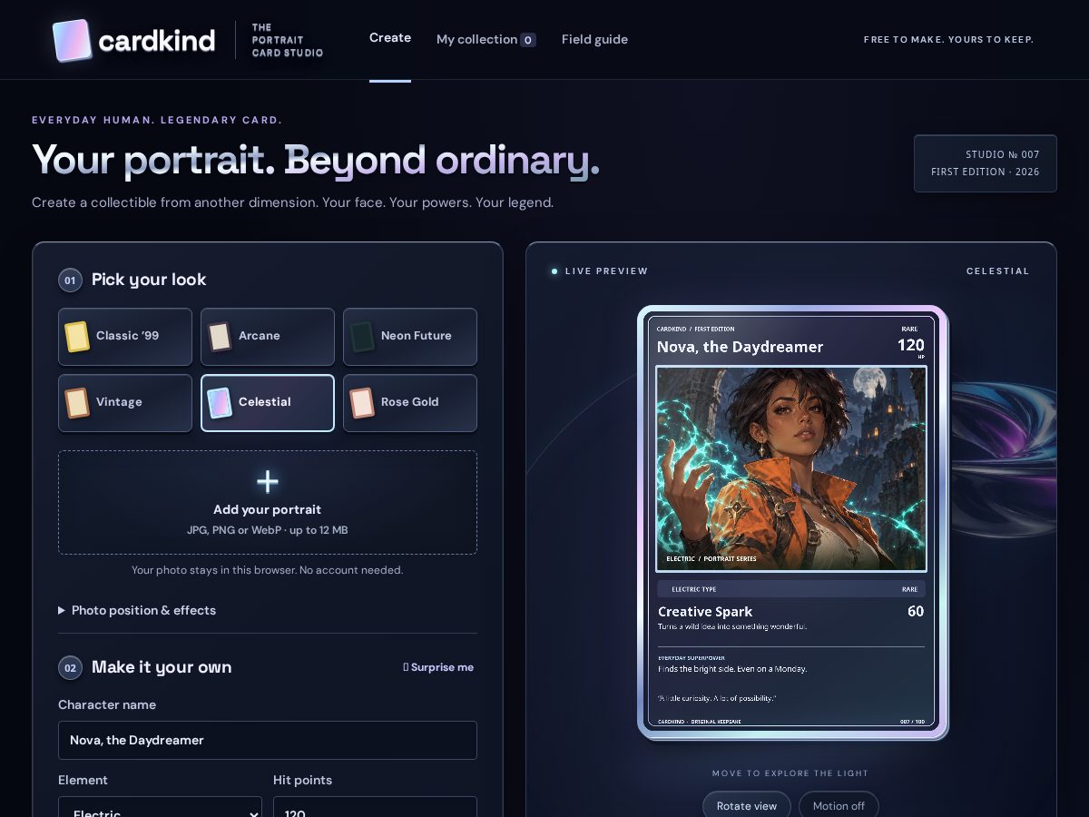 Landing-page snapshot of cardkindstudio.com