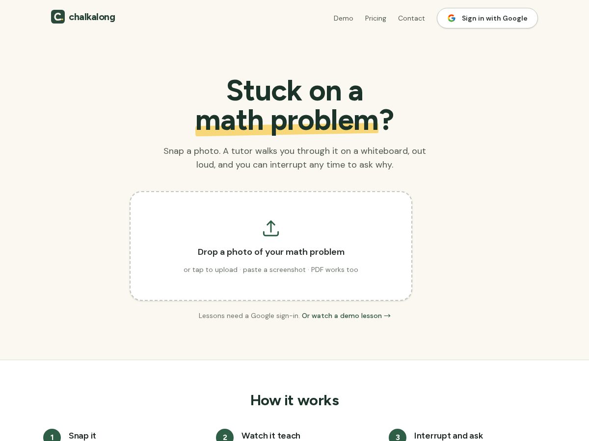 Landing-page snapshot of chalkalong.com