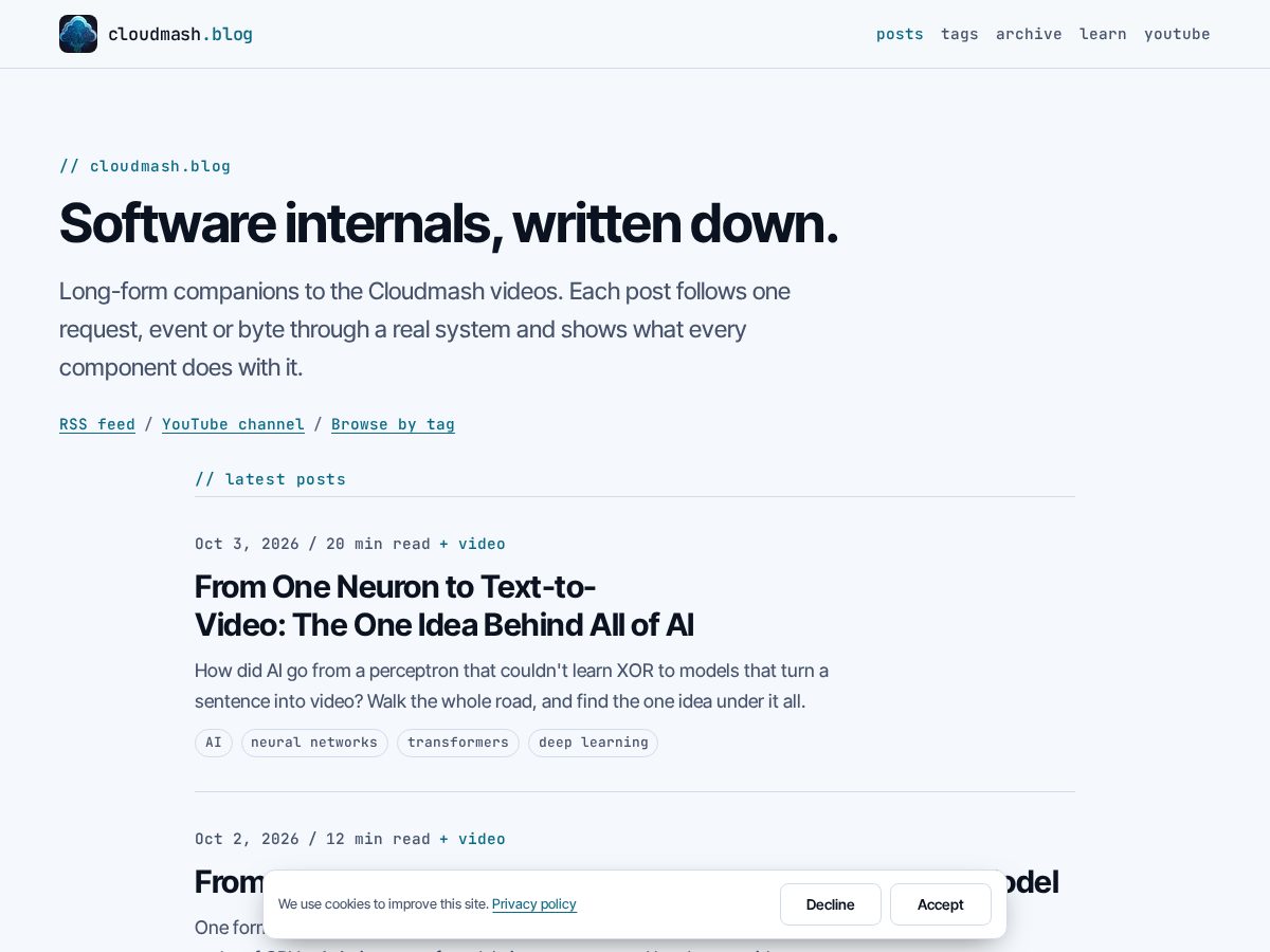 Landing-page snapshot of cloudmash.blog