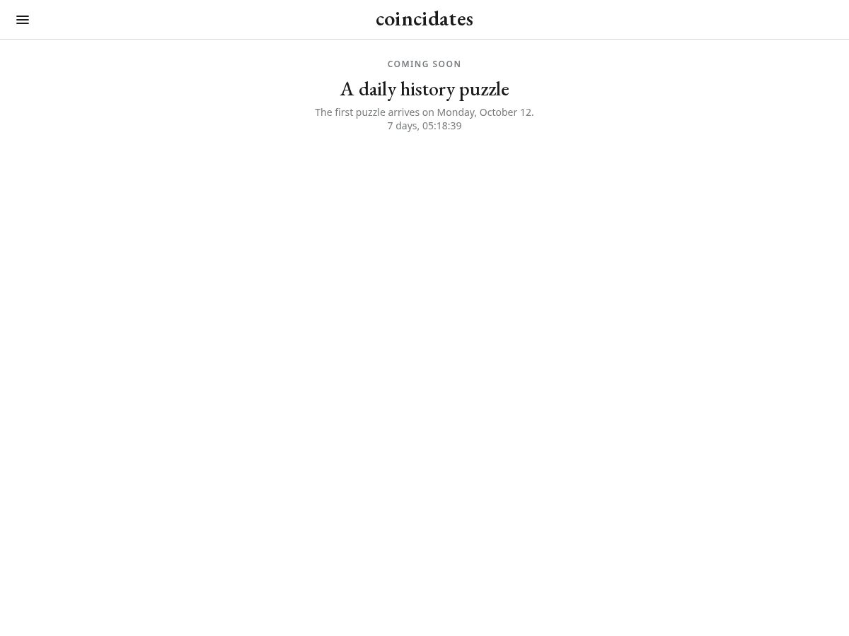 Landing-page snapshot of coincidates.com