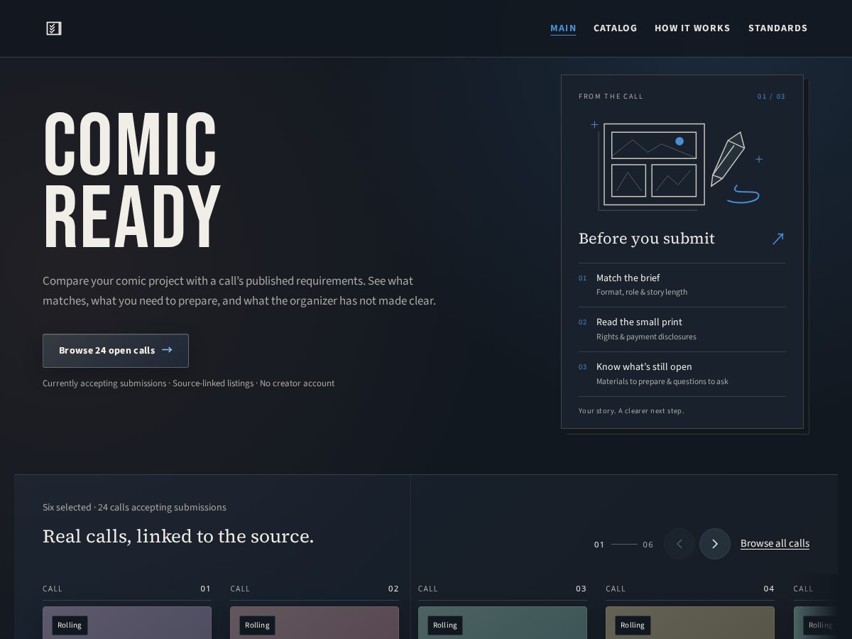 Landing-page snapshot of comicready.com