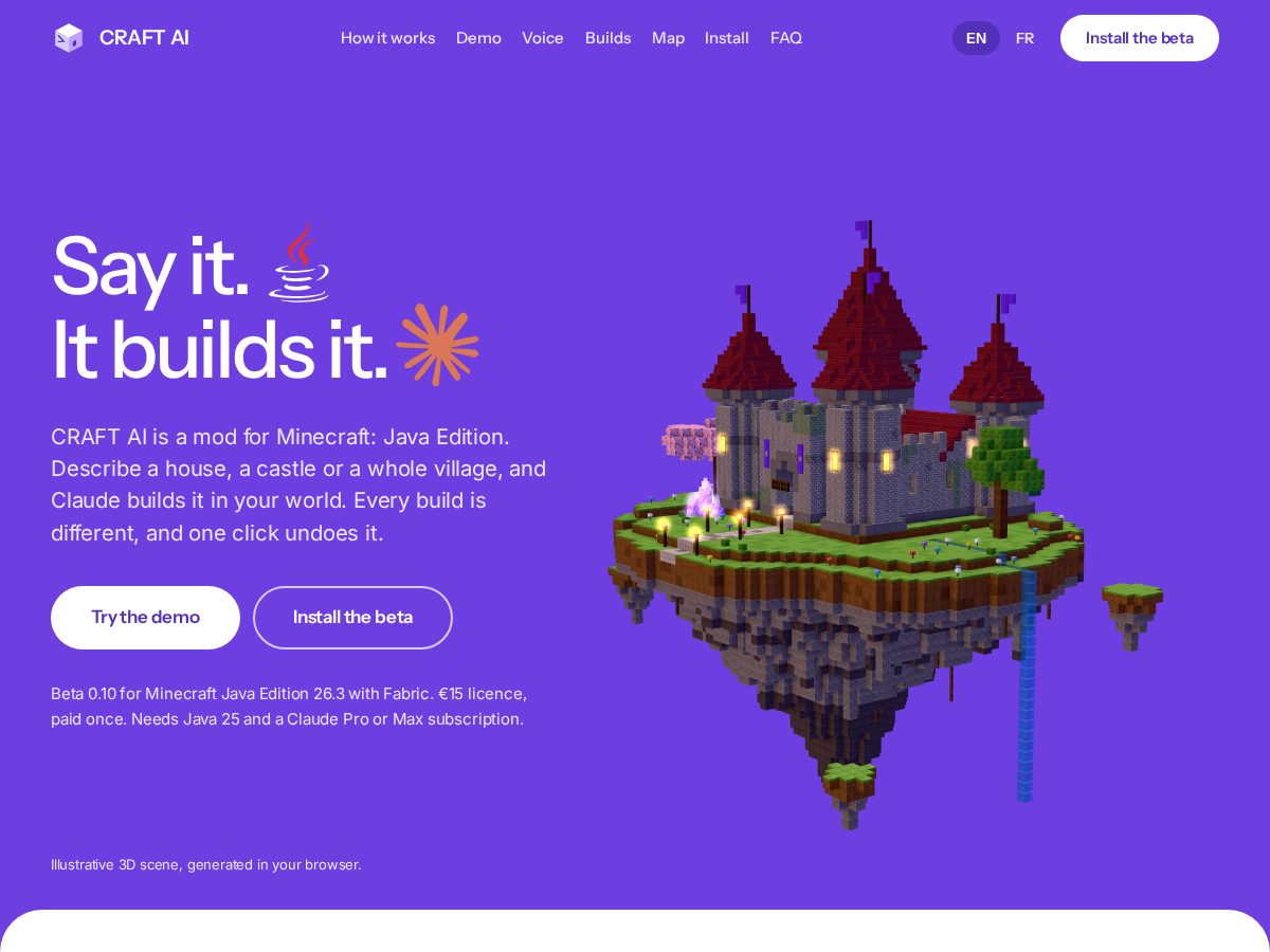 Landing-page snapshot of craftai.world