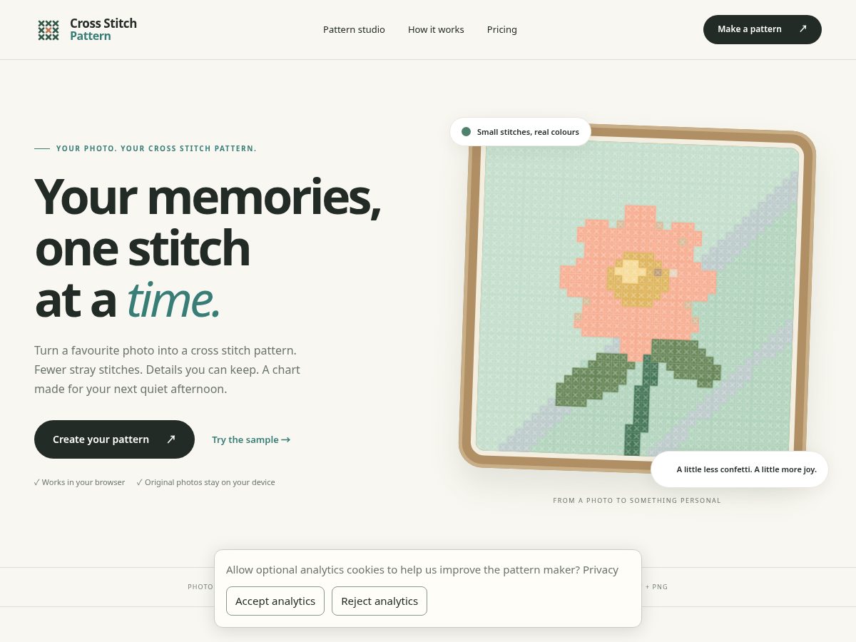 Landing-page snapshot of crossstitchpattern.top
