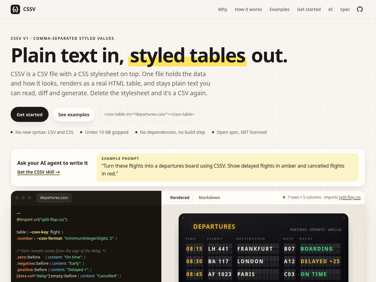 Landing-page snapshot of cssv.dev