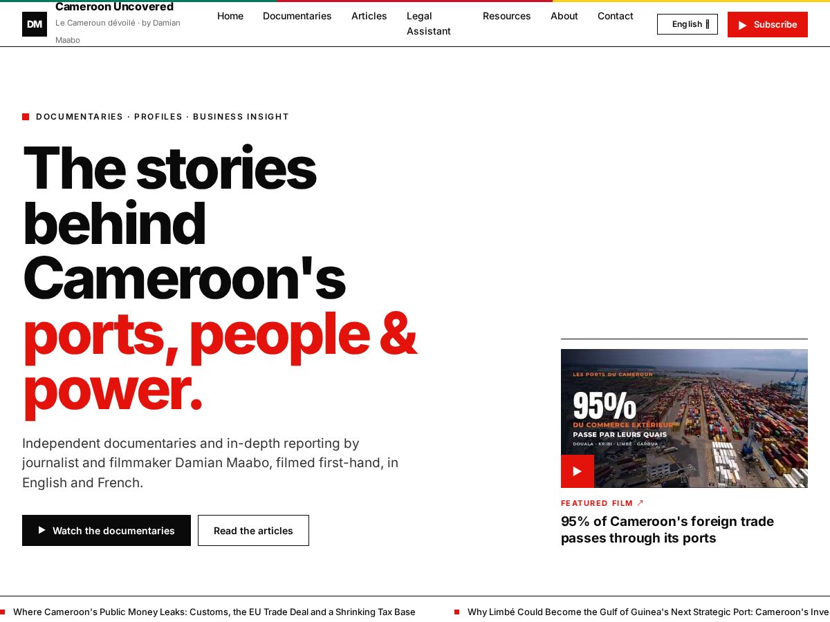 Landing-page snapshot of damianmaabo.com