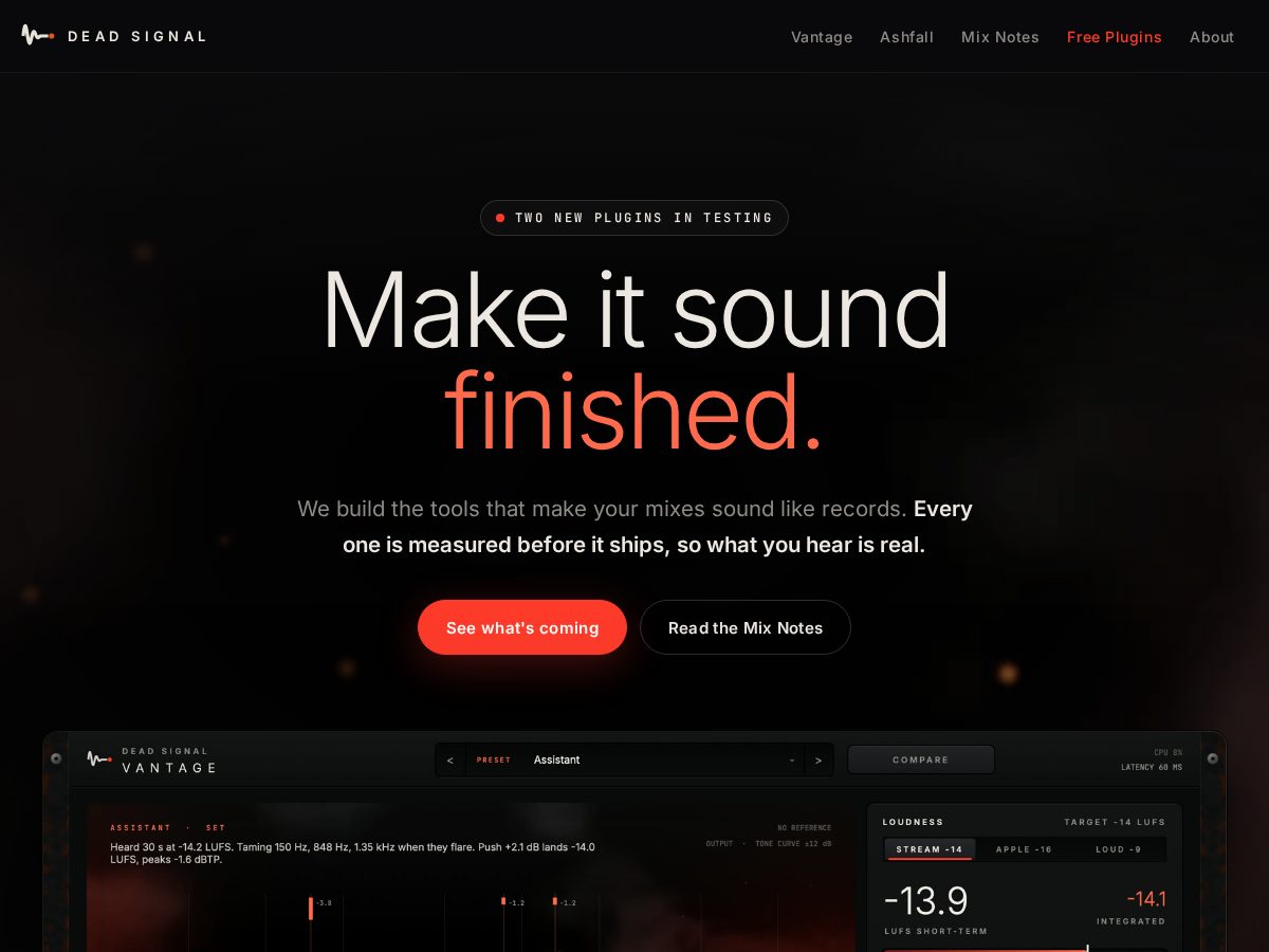 Landing-page snapshot of deadsignalaudio.com