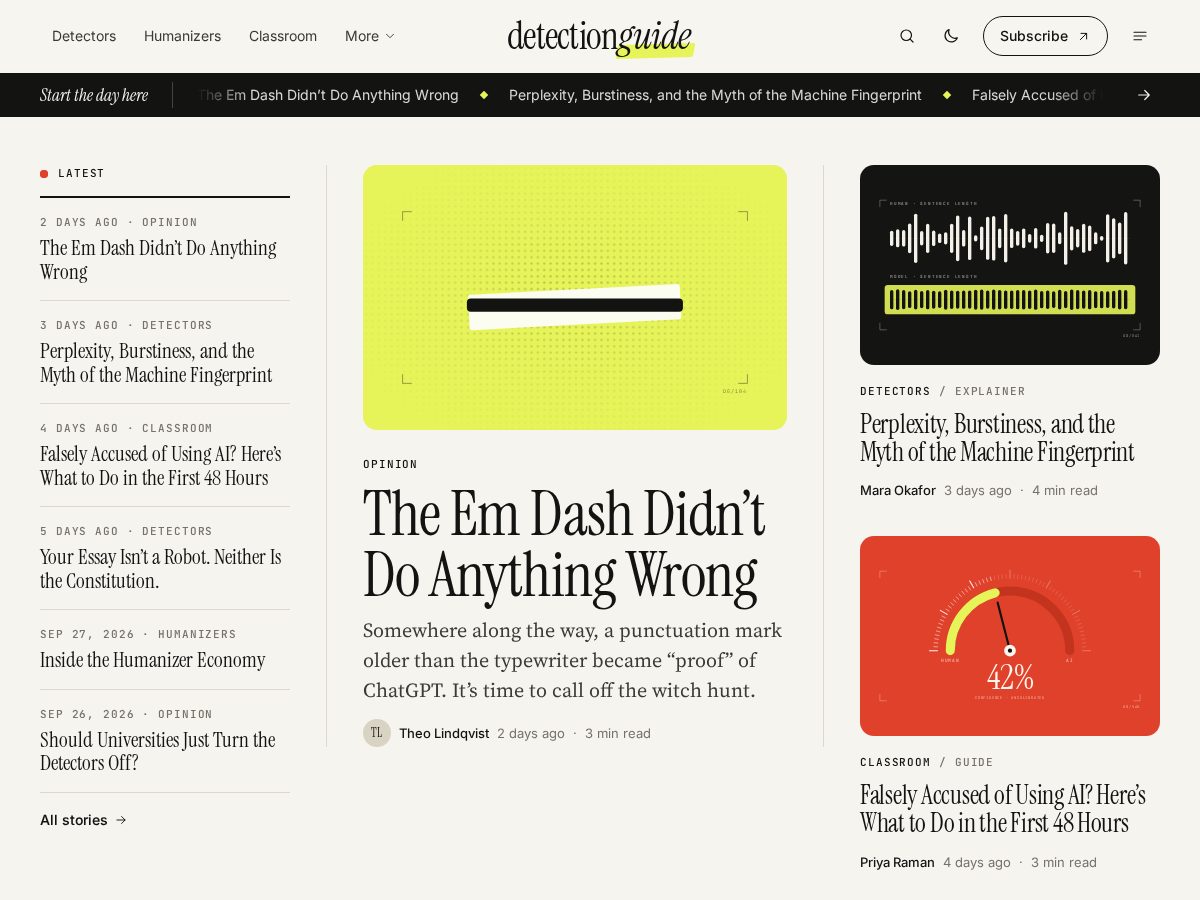 Landing-page snapshot of detectionguide.com