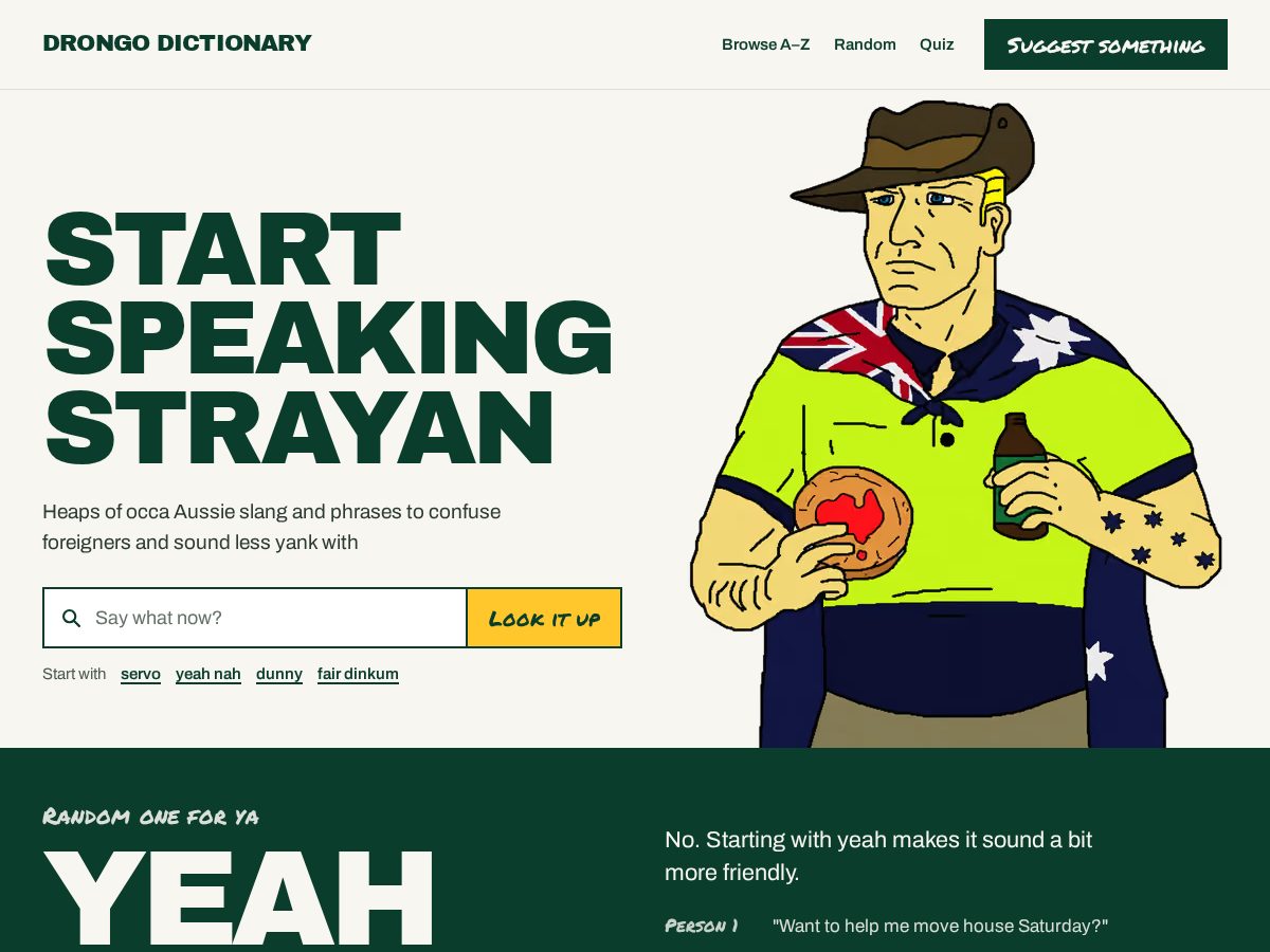 Landing-page snapshot of drongodictionary.com