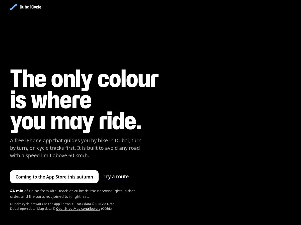 Landing-page snapshot of dubaicycle.app
