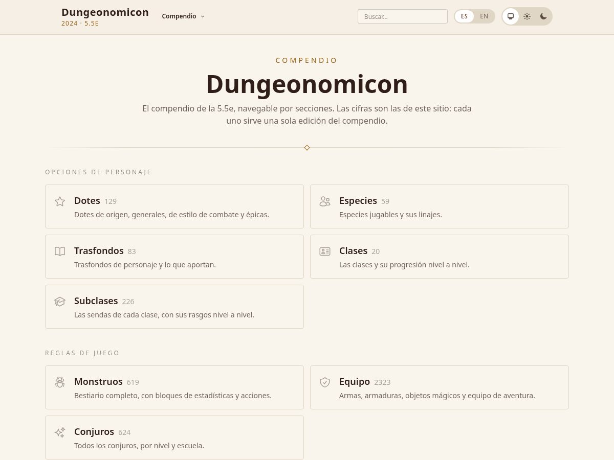 Landing-page snapshot of dungeonomicon.monster