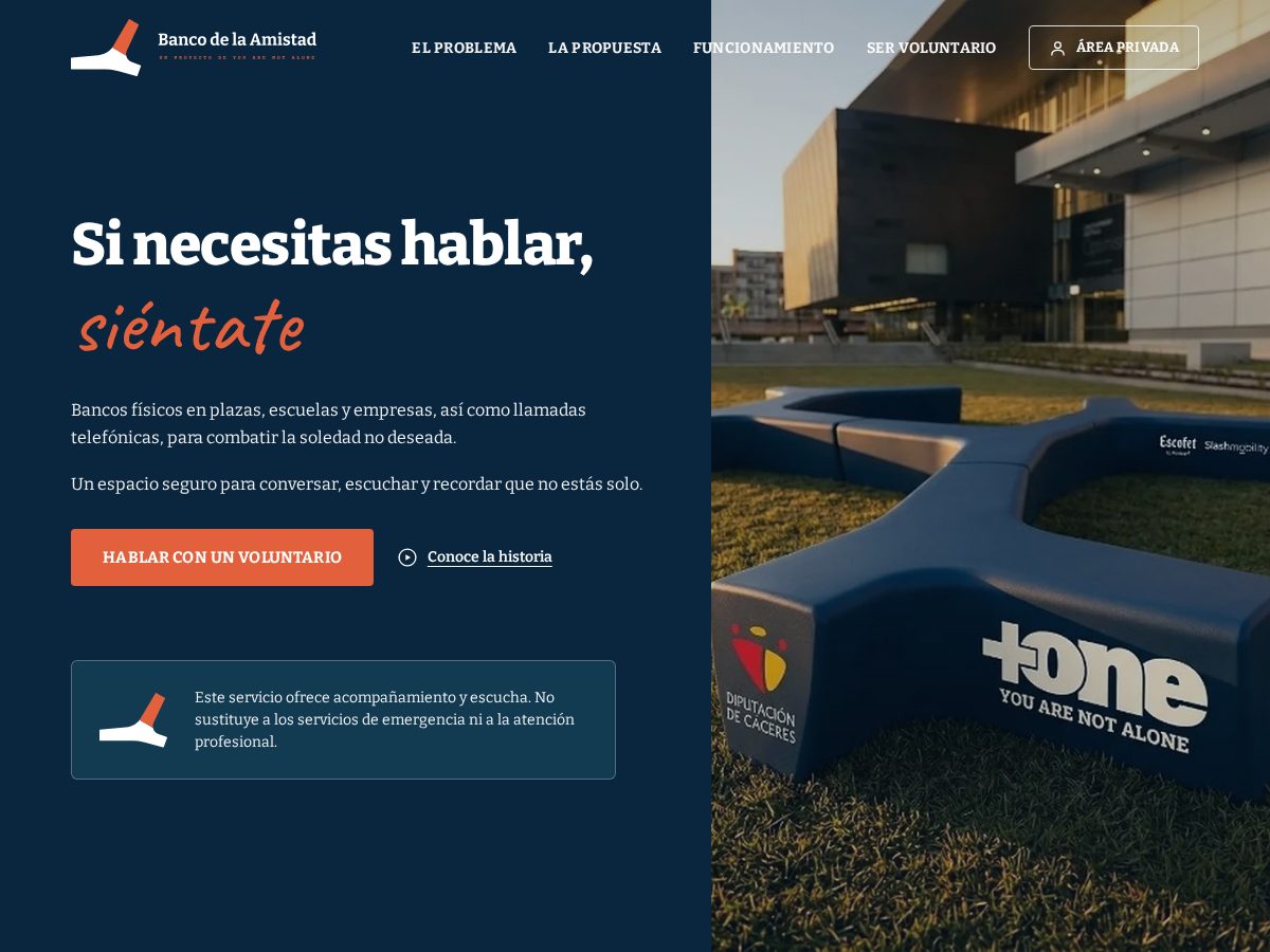 Landing-page snapshot of elbancodelaamistad.com
